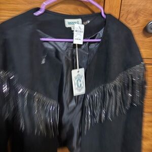Chic Black Blazer with Silver Fringe by Rockin C
